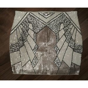 NWT Express sequined bodycon mini skirt stretch